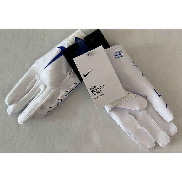 Nike N.100.3506 Unisex Youth Sz L White/Blue Vapor Jet Football Receiver Gloves - Picture 4 of 5